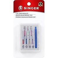 SINGER 8 Piece Punch Needle Embroidery Kit with 7 Assorted Size Punch Needle Heads, Interchangeable Handle, and Punch Needle Storage Case