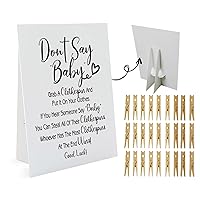 Don't Say Baby Game, One 8x10 Sign Equipped Standing Rack, 50 Mini Clothespins, Baby Shower Games, Gender Reveal Games, Baby Shower Decoration, Gender Neutral, NB002