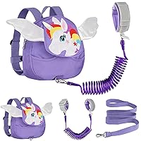 Accmor Toddler Harness Backpack Leash, Cute Unicorn Backpack with Kids Anti-Lost Wrist Link, Mini Child Schoolbag with Wristband Tether Strap and Protection Belt for Baby Girls (Purple)