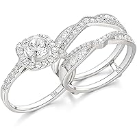 Wedding Rings for Women AAAAA Cz Engagement Bridal Band Set 925 Sterling Silver Enhancers and Wraps Size 5-12