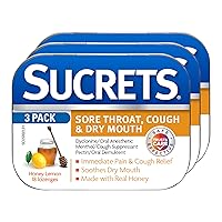 Sore Throat & Cough Lozenges, Honey Lemon, 18 Count (3 Pack)