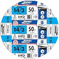 Southwire Romex Brand Simpull Solid Indoor 14/3 W/G NMB Cable 50ft coil - SW# 63946822