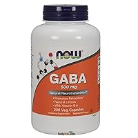 NOW Foods GABA 500 mg + B-6 - 200 Veg Capsules