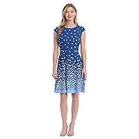 London Times Women's Ombre Dots Fit and Flare Dress