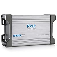 Pyle 2-Channel Marine Amplifier Receiver - Waterproof and Weatherproof Audio Subwoofer for Boat Stereo Speaker & Other Watercraft - 600 Watt Power, Wired RCA, AUX and MP3 Audio Input Cable - PLMRMP2A