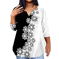 Plus Size Women's Tops Womens Plus Size Blouses Dressy Casual Womens Plus Size Tops Long Sleeve Shirts V Neck Tunic Floral Blouses 21-Gray 3X-Large