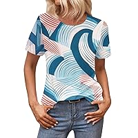 Women's T Shirts Short Sleeve Loose Jacket Top Casual Printed Summer Top Tshirts, S-3XL