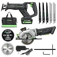 Circular Saw and Reciprocating Saw Combo Kit with 1pcs 4.0Ah Lithium Battery and One Charger, 7 Saw Blades and Tool Bag