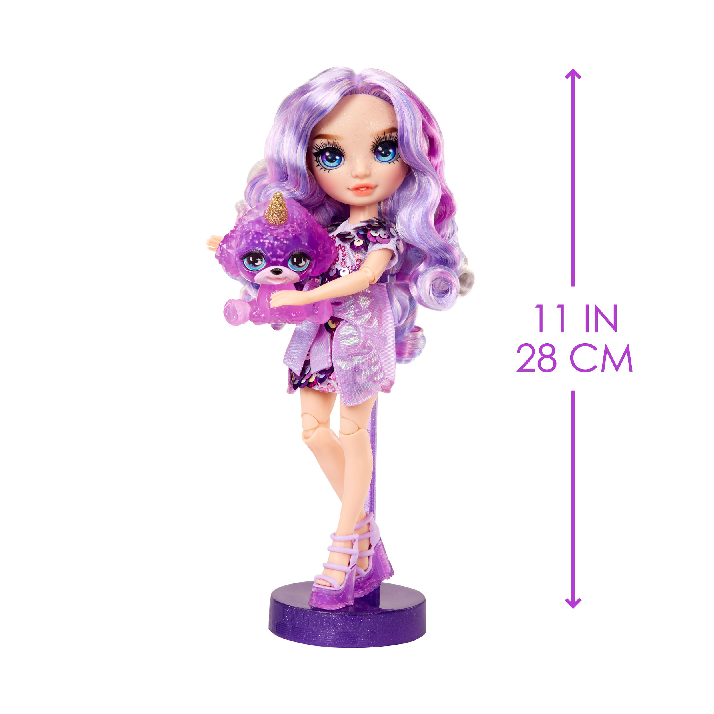 Rainbow High Violet (Purple) with Slime Kit & Pet - Purple 11” Shimmer Doll with DIY Sparkle Slime, Magical Yeti Pet and Fashion Accessories, Kids Gift 4-12 Years