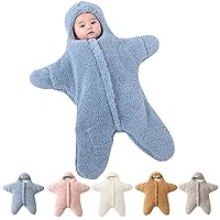 Starfish Baby Sleeping Bag, Baby Swaddle Blanket Stroller Wrap, Baby Starfish Onesie - Baby Wearable Starfish Baby Onesie Newborn Fleece Cashmere Cotton Wrap (Blue, for 2-6 Month)