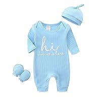Newborn Romper Baby Boy Girl Colthes Set Infant Romper Hat Gloves Set