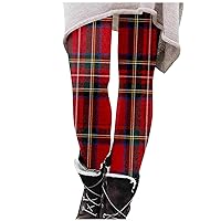 Workout Leggings for Women High Waisted Stretchy Yoga Pants Red Plaid Printed Casual Running Hiking Autumn Yoga Pants