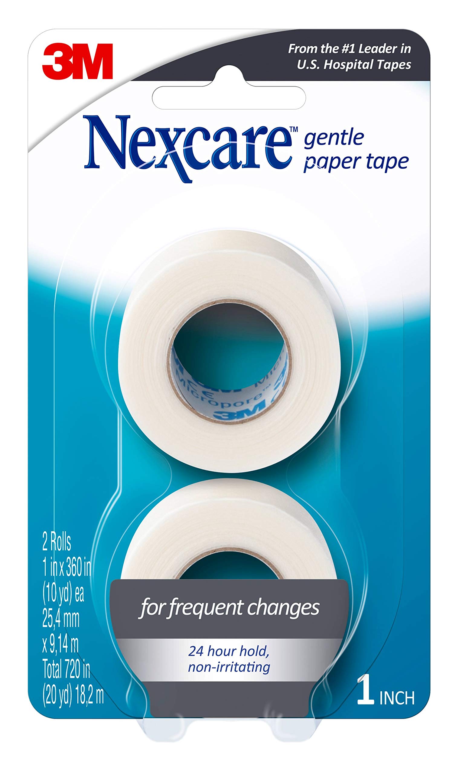 Nexcare Gentle Paper First Aid Tape, Ideal For Securing Gauze And Dressings, 1 In X 10 Yds Carded, 2 Pk