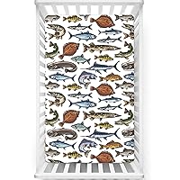 Fish Theme Themed Fitted Crib Sheet,Soft Toddler Mattress Sheet Fitted - Crib Mattress Sheet or Toddler Bed Sheet,Multicolor,52“ x28“