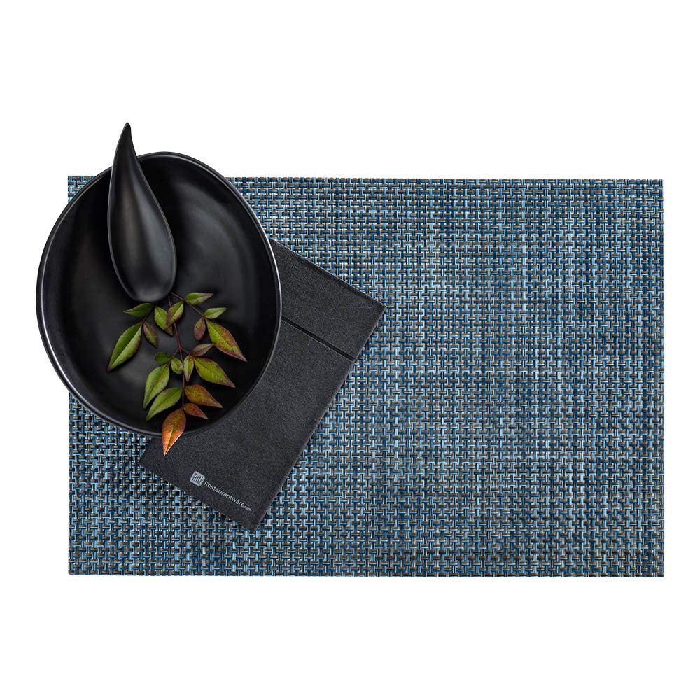 Amalfi Basketweave Baltic Blue Vinyl Woven Placemat - 16