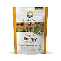 Energy Booster Smoothie Mix: Energy Greens Powder, Maca, Cordyceps & Chaga, Smoothie Booster with Vitamin B, 30 Servings