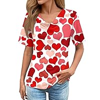 Womens T Shirts,Plus Size Short Sleeve Loose Shirt Love Printed Summer Top Fashion Casual Tees Trendy 2024 Blouse