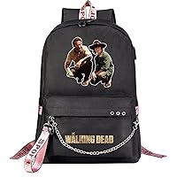 Classic The Walking Dead Printed Bookbag with USB Charging Port-Multifunction Daily Knapsack for Teens Youth