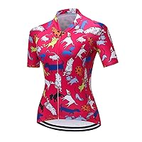 Women's Cycling Jersey Tops Summer Short Sleeve Full-Zip Clothing Bike Shirt