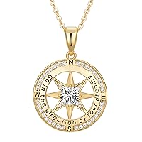 Graduation Gifts for Her 2024, Inspirational Graduates Compass Necklace for Women Girls Jewelry, Class of 2024 Senior High School College Graduation Gifts for Friends with Congrats Grad Box and Gift Card (18K Gold Filled 925 Sterling Silver necklace)