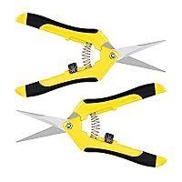 iPower 6.5 Inch Gardening Scissors Hand Pruner Pruning Shear with Straight Stainless Steel Blades, Yellow, 2-Pack