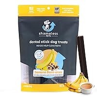 Shameless Pets Dental Treats for Dogs, Banana Bone-Anza - Healthy Dental Sticks with Hip & Joint Support for Teeth Cleaning & Fresh Breath - Dog Bones Dental Chews Free from Grain, Corn & Soy