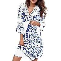 SNKSDGM Women's Summer Sleeveless 2024 Casual Dresses V-Neck Floral Print Retro Swing Pleated A Line Sundresses with Pocket