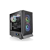 Thermaltake Ceres 300 Black Mid Tower E-ATX Computer Case with Tempered Glass Side Panel; 2xCT140 ARGB Fan Preinstalled; Rotational PCIe Slots; CA-1Y2-00M1WN-00; 3 Years Warranty
