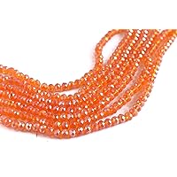 Light Orange Rainbow Tyre/Rondelle Faceted Crystal Beads (8 mm) (1 String) for – Jewellery Making, Beading, Embroidery, Art and Craft