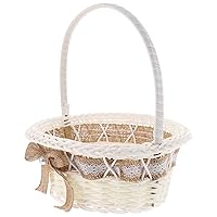 8.25X7.07in Flower Girl Basket Wedding Rustic Flower Basket with Handle Woven Basket Wedding Party Photo Prop for Wedding Party Favors