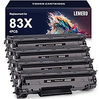 LEMERO 83X CF283X Toner Cartridge Compatible Replacement for HP 83X CF283X 83A CF283A High Yield - use with Laserjet Pro M201dw MFP M225dw MFP M225dn MFP M225nw (Black, 4-Pack)