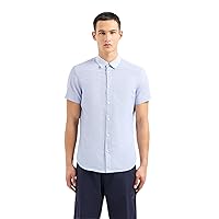 A｜X ARMANI EXCHANGE Men's Short Sleeve Micro Check Button Down Shirt. Regular Fit