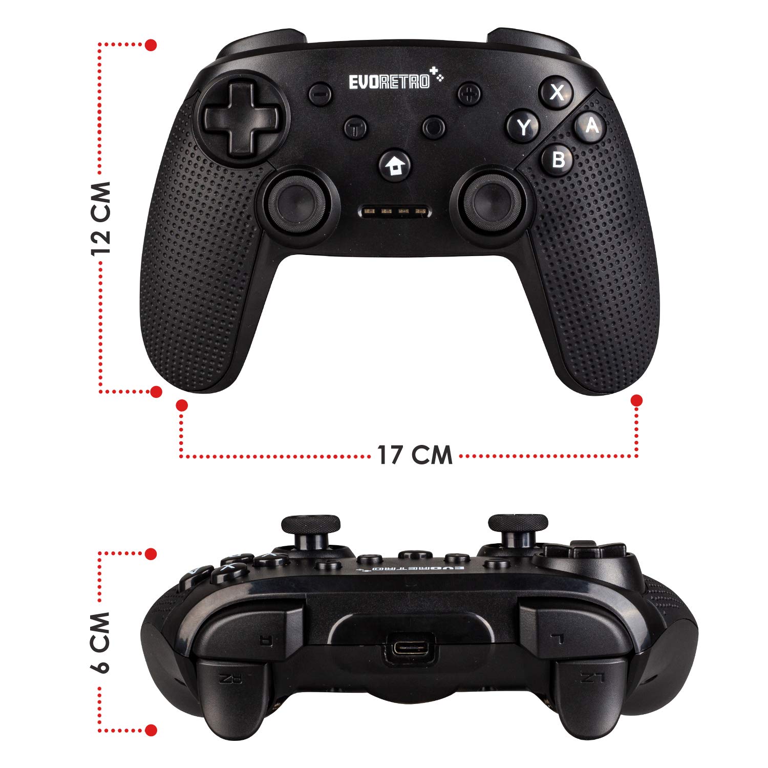 EVORETRO Switch Wireless Bluetooth Controller Compatible for Nintendo Switch Pro (Black) | PC Gamepad Joypad Remote with Gyro Axis (Turbo Buttons)