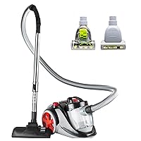 Ovente Electric Bagless Lightweight Canister Vacuum Cleaner 1.5L Dust Cup, Portable Corded Suction Vacuum Machine Easy Clean with Cleaning Tool & Extra Sofa Pet Brush, Black ST2010