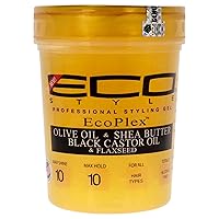 Eco Style Ecoco Gel - Olive Oil And Shea Butter Black Castor Oil And Flaxseed - Superior Hold And Healthy Shine - Helps Moisturize Scalp - Repairs Damaged Follicles - Promotes Hair Growth - 32 Oz