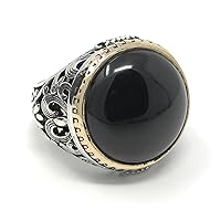 KAR 925K Stamped Sterling Silver Black Onyx Men's Ring I1M