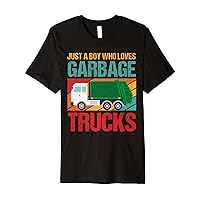 Just A Boy Who Loves Garbage Trucks Funny Garbage Truck Premium T-Shirt