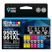 E-Z Ink (TM Compatible Ink Cartridge Replacement for HP 950XL 951XL 950 XL 951 XL for OfficeJet Pro 8610 8600 8615 8620 8625 8100 276dw 251dw (3 Black, 2 Cyan, 2 Magenta, 2 Yellow),9 Combo Pack