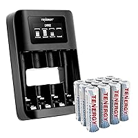 Tenergy TN474U Charger and 12 Pack Premium AA Rechargeable Batteries, Ideal for High Performance Professional Electronic Equipments