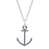 Dazzlingrock Collection Ladies Anchor Pendant (Silver Chain Included), Available In Round Diamonds, Gemstones & Metal in 10K/14K/18K Gold & 925 Sterling Silver