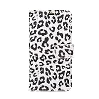 YEXIONGYAN-Wallet Case for iPhone 14/14 Pro/14 Plus/14 Pro Max Fashion Leopard Print Card Holder Kickstand Magnetic Flip Folio Cover Soft TPU Inner Leather Case (14 6.1'',White)