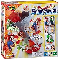 Games Super Mario Blow Up! Shaky Tower Balancing Game - Tabletop Skill and Action Game with Collectible Figures