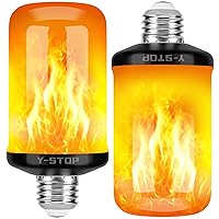 Y- STOP Upgraded LED Flame Light Bulbs, 4 Modes Flickering Light Bulb with Upside Down Effect, E26 Base Fire Bulb for Halloween, Christmas Decorations, Party, Outdoor, Indoor, Home Decor (2 Pack)
