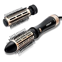 Hot-Air Blow Hair Dryer Brush - 2 Detachable Round Hot Blow Brushes Kit One-Step Blowout Drying and Volumizer Styling for All Hair Types, Negative Ion Ceramic Barrel Styler Brush (1.2 & 1.5 Inch)
