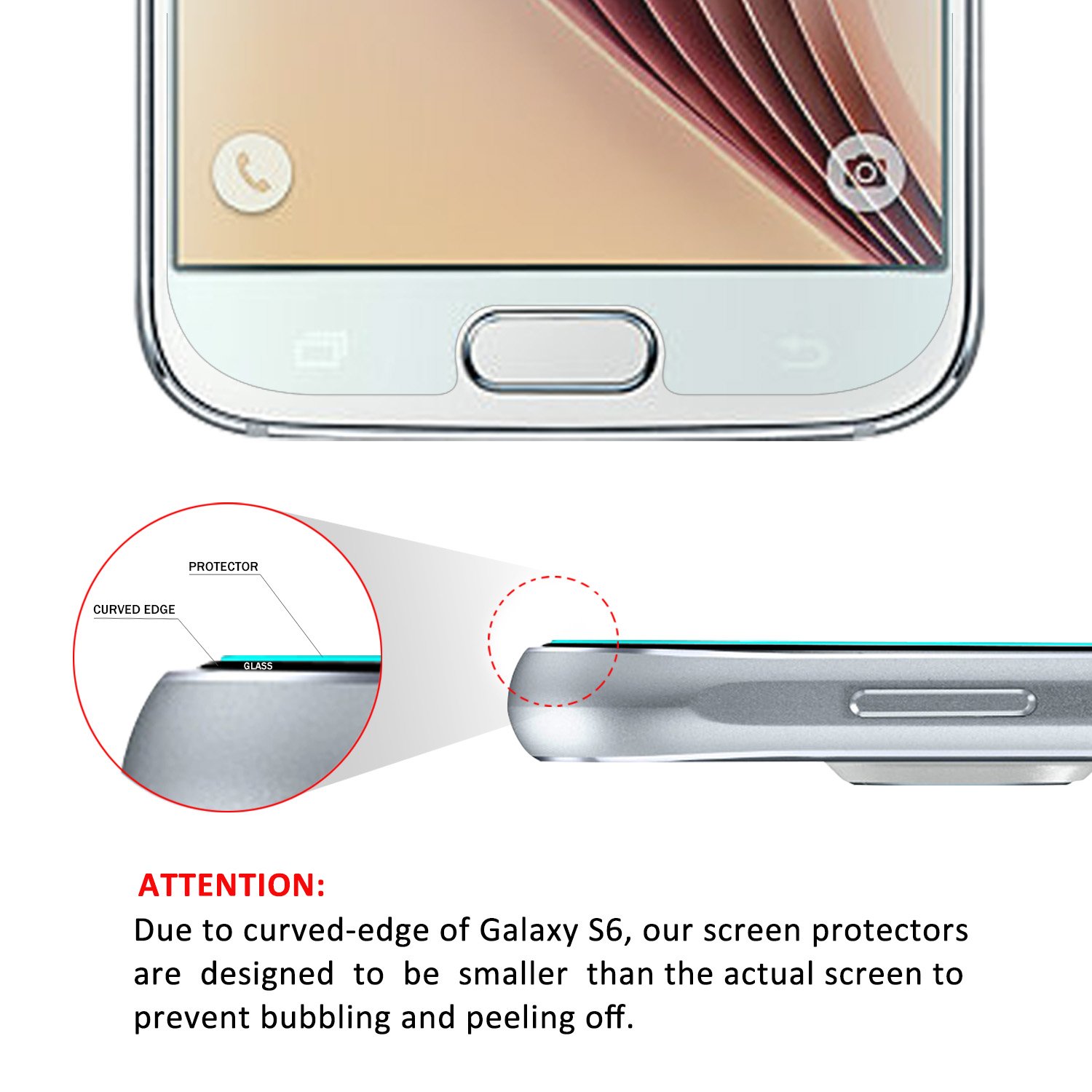 amFilm Glass Screen Protector for Galaxy S6, Tempered Glass, with complimentary PET Back Film