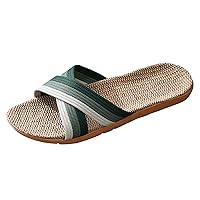 House Slippers Men Linen Silent Indoor Shoes Beach Slipper for Summer Sandals Men s Sandals Beach Slides Sandals Slippers