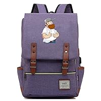 Game Plants vs. Zombies 15.6-inch Laptop Backpack Vintage Rucksack Business Bag with USB Charging Port Purple / 4