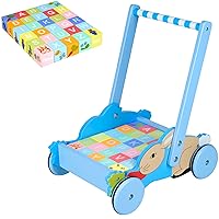 Peter Rabbit Block Trolley | Hand Painted Wooden Toy for Toddlers | 12m+ | Sustainably Made, Perfect for Encouraging First Steps and Developing Key Motor Skills, Includes 30 Blocks