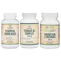Double Wood Supplements Essential Amino Acids (225 Capsules), Tongkat Ali Extract (120 Capsules), Magnesium L-Threonate (100 Capsules)