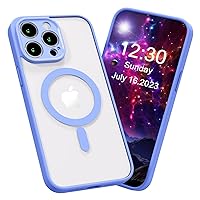 Magnetic Case for iPhone 15 Plus Compatible with Wireless Charging, Anti-Scratch Translucent Matte Hard PC Back with TPU Bumper Shockproof Cover Fine Hole, Blue